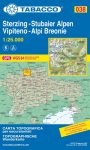 038 Vipiteno - Alpi Breonie, Sterzing - Stubaier Alpen  1:25.000 túristatérkép - TABACCO 