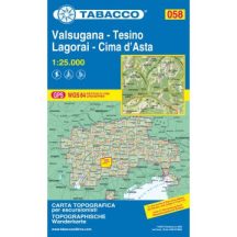   058 Valsugana, Tesino, Lagorai, Cima d'Asta 1:25.000 túristatérkép - TABACCO 