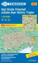   065 Alpi Giulie Orientali, Keleti Júliai-Alpok, Bohinj, Triglav 1:25.000 túristatérkép - TABACCO 