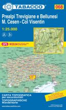   068 Prealpi Trevigiane e Bellunesi, Monte Cesen, Col Visentin  1:25.000 túristatérkép - TABACCO 