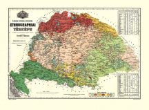  A Magyar Szent Korona országainak ethnographiai térképe 92*68 cm - térképtűvel szúrható, keretezett