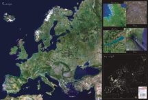   Európa műholdas térképe 65*45 cm - asztali fóliázott könyöklő