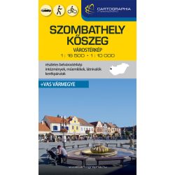 Szombathely, Kőszeg várostérkép (+Vas vármegye térképe) kemény borítós - 2023