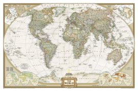 A Világ (The World) falitérkép 117*77 cm - térképtűvel szúrható, keretezett