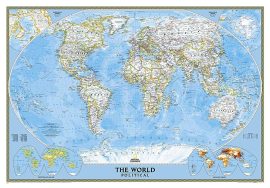 A Világ (The World) falitérkép 175*122 cm - térképtűvel szúrható, keretezett
