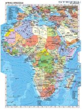   Afrika országai iskolai falitérkép - egyoldalas - választható méret - fóliás, alul-felül faléces 