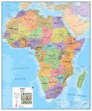 Afrika közigazgatás falitérkép 110x120 cm - íves papír