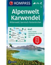   Alpenwelt Karwendel, Mittenwald, Garmisch-Partenkirchen turistatérkép -  KOMPASS 6