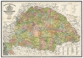 Antik Magyarország 1876 / Magyarország közigazgatása 65*45 cm - térképtűvel szúrható, keretezett