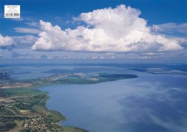 Balaton panoráma asztali alátét könyöklő + hátoldalon Balaton térkép 