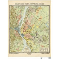 Budapest Székes-Főváros és Környéke (1906) falitérkép 71*87 cm - vízálló, szakadásálló (+ választható léc)