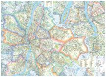 Budapest 120*86 cm falitérkép - alul-felül fémléces