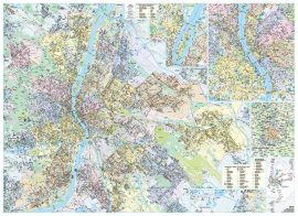 Budapest 200*140 cm falitérkép - térképtűvel szúrható, keretezett