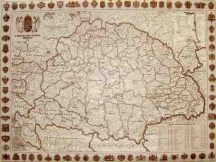   A Magyar Szent Korona Országai 1914 falitérkép antik színű 100*70 cm - keretezett