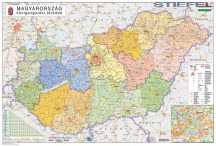   Magyarország közigazgatása a járásokkal 65*45 cm - térképtűvel szúrható, keretezett