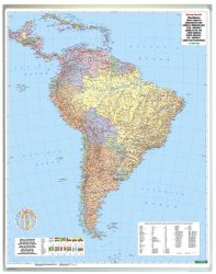 Dél-Amerika közigazgatás falitérkép 99*125 cm - laminált vagy lécezett