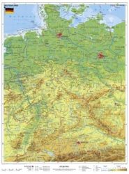 Németország, domborzati + vaktérkép DUO (német nyelvű) -115*160 cm-laminált,faléces