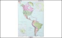   Észak- és Dél-Amerika politikai térképe (angol), 100*140 cm, laminált, faléces