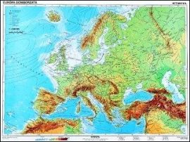 Európa, domborzati + vaktérkép DUO -160*120 cm-laminált,faléces