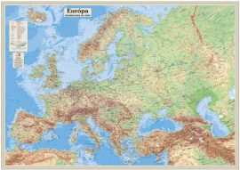 Európa domborzata és vizei falitérkép 125*90 cm - íves papír