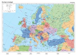 Európa politikai térképe+tematikus térképek DUO-160*120 cm-laminált,faléces