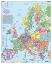   Európa irányítószámos falitérképe 100*140 cm - lécezett