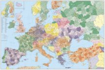   Európa irányítószámos falitérképe Törökországgal 140*100 cm - fémléces