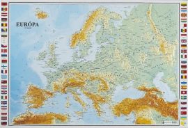 Európa felszíne domború térkép - magyar nyelvű