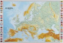   Európa felszíne domború térkép - magyar nyelvű (keretezett)
