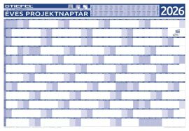 2026-os Éves projektnaptár 140*100 cm fóliás, alul-felül fémléces - falinaptár