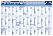   2025-ös fémléces Éves tervezőnaptár (14 havi) / Éves projektnaptár (12 havi) kétoldalas 100*70 cm fóliás, alul-felül fémléces - falinaptár