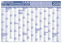   2026-os fémléces Éves tervezőnaptár (14 havi) / Éves projektnaptár (12 havi) kétoldalas 100*70 cm fóliás, alul-felül fémléces - falinaptár