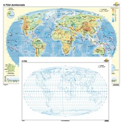 A Föld domborzata / vaktérkép iskolai falitérkép - kétoldalas - választható méret, nyelv - fóliás, alul-felül faléces