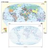 A Föld országai / vaktérkép iskolai falitérkép - kétoldalas - választható méret, nyelv - fóliás, alul-felül faléces