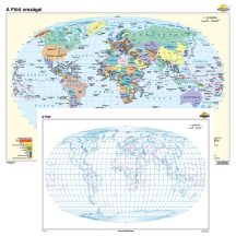   A Föld országai / vaktérkép iskolai falitérkép - kétoldalas - választható méret, nyelv - fóliás, alul-felül faléces