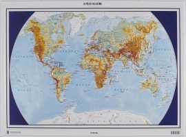 A Föld felszíne domború térkép - magyar nyelvű (keretezett)