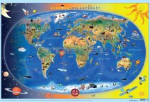   Gyermek világtérkép / A Föld országai 65*45 cm - asztali fóliázott könyöklő