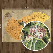   Kaparós Magyarország térkép DELUXE XL - térképtűvel szúrható, keretezett