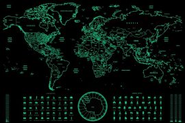 Világító (sötétben) világtérkép Deluxe XL - angol nyelvű