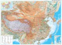   Kína domborzata és úthálózata falitérkép 122*86 cm - íves papír