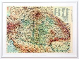 Magyarország 1914 domború térkép kicsi, keretezett