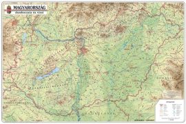 Magyarország domborzata és vizei falitérkép 125*90 cm - íves papír