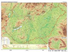 Magyarország domborzata és vízrajza falitérkép 160*120 cm - faléces
