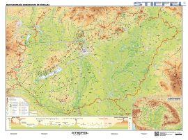 Magyarország domborzata falitérkép - fóliás, alul-felül fémléces