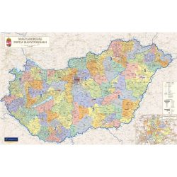 Magyarország postai irányítószámos falitérképe 132*84 cm - térképtűvel szúrható, keretezett Magyarország postai irányítószámos falitérképe 132*84 cm - térképtűvel szúrható, keretezett