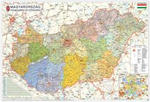   Magyarország közigazgatása járásokkal / Magyarország autótérképe 65*45 cm - fóliás, alul-felül fémléces