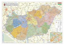   Magyarország közigazgatása járáshatárokkal 120*86 cm falitérkép - alul-felül fémléces