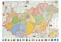   Magyarország közigazgatása vármegyékkel 120*86 cm falitérkép - fóliás, alul-felül fémléces