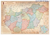   Magyarország közigazgatása járáshatárokkal antik 100*70 cm falitérkép - térképtűvel szúrható, keretezett