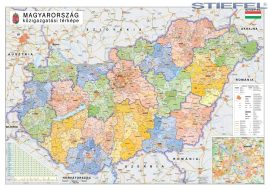 Magyarország közigazgatása járásszínezéssel 100*70 cm falitérkép - mágnessel jelölhető, keretezett